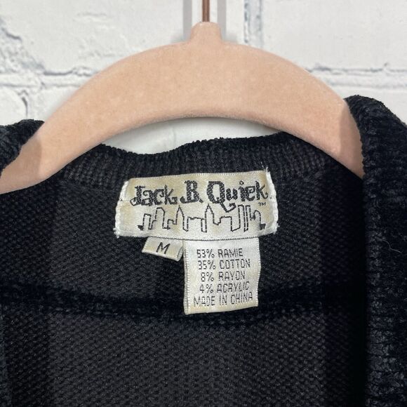 Jack B Quick Cardigan Women Medium Black Beaded Embroidered Christmas Holiday - Picture 4 of 13